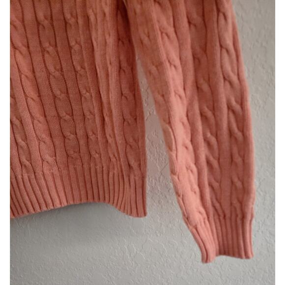 Sweater-Tommy Hilfiger-V-Neck-Melon-Decorative Knit-Long Sleeves-Slim Fit-Size L - Picture 3 of 13